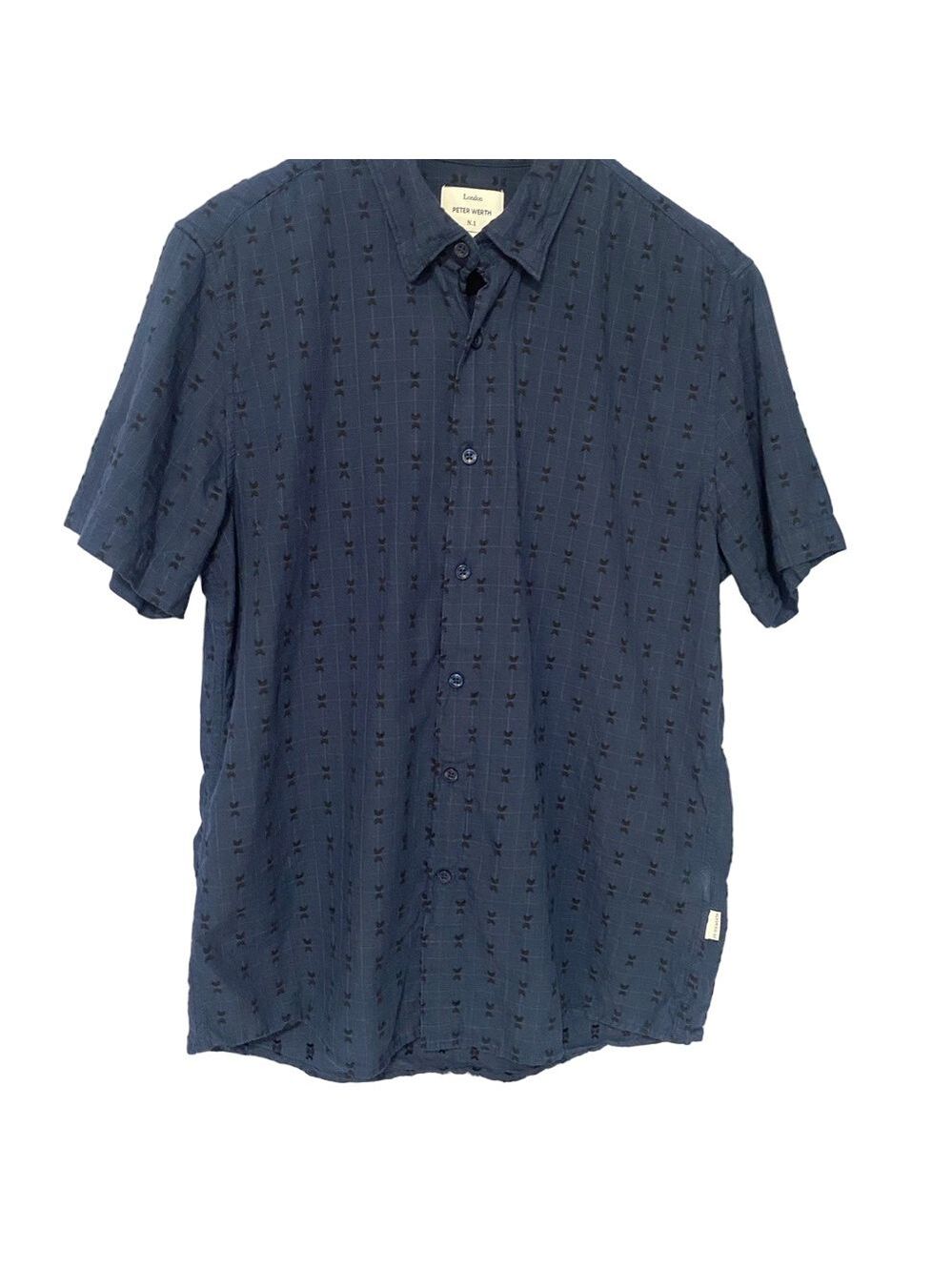 Peter Werth London Blue Short Sleeve Shirt Lightweight Smart Casual Sz Medium